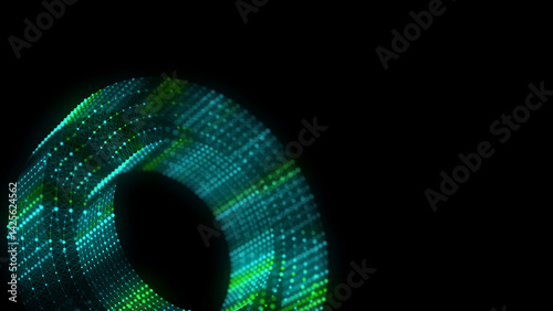 Color wireframe torus with connection dots and lines. 3d geometric form. Realistic isolated model. 3d rendering
