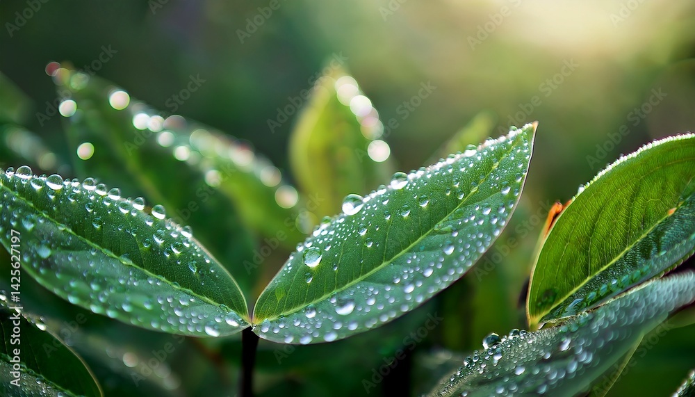 rain drops on a green leaf rain drops on a green leaf
