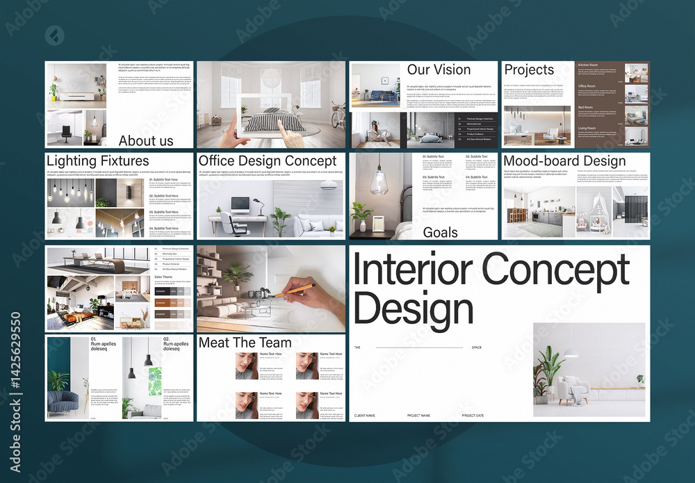 Minimalist ElegantInterior Decor Presentation Design Template Stock ...