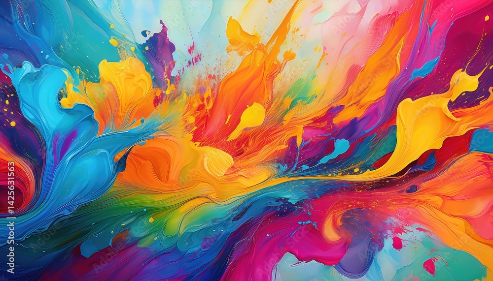 Vibrant Multicolored Splashes Canvas A Joyful, Creative Abstract Artwork Radiating Energy and Inspiration Vibrant Multicolored Splashes Canvas A Joyful, Creative Abstract Artwork Radiating Energy and Inspiration