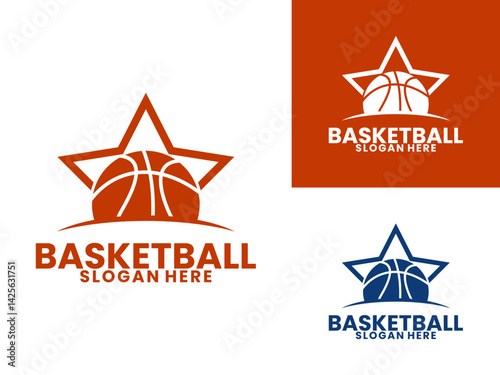 Star Basketball Club logo design vector template. Basketball logo design icon illustrations