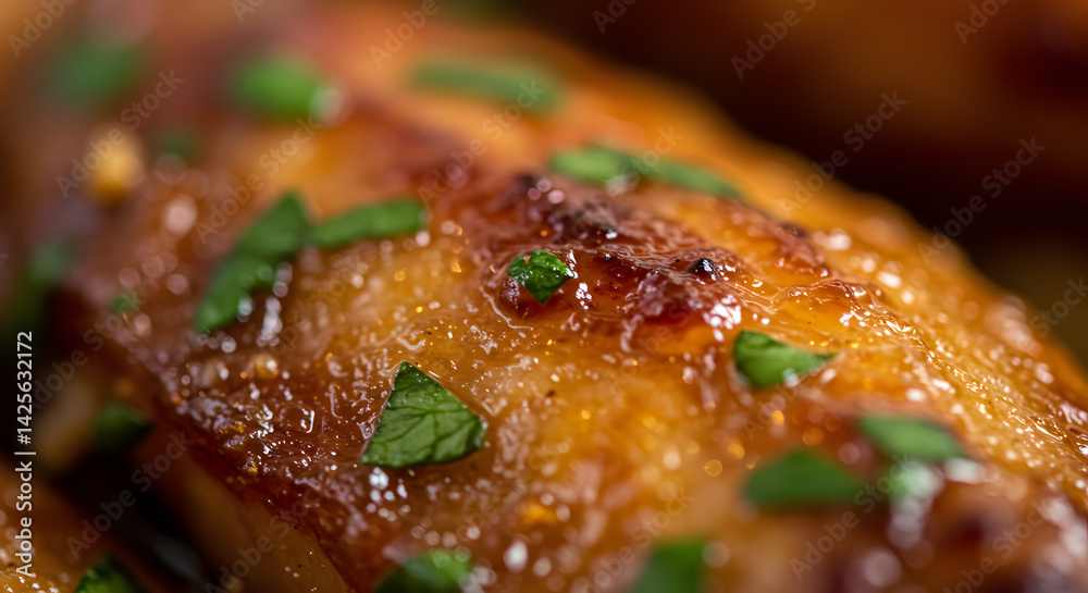 Extreme Closeup Wing Surface Highlighting Caramelization Garnish Extreme Closeup Wing Surface Highlighting Caramelization Garnish