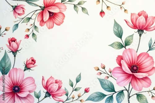 Delicate watercolor floral repeat, pastel hues, soft focus, illustration, watercolor