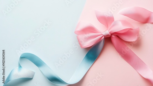 Elegant Gift Card with Pastel Ribbons on White Background