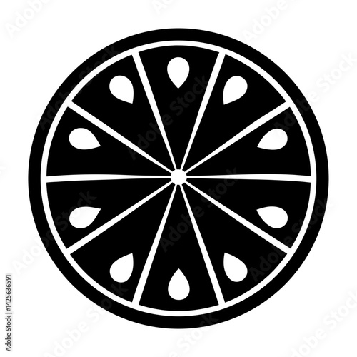 Citrus fruit slice silhouette vector illustration