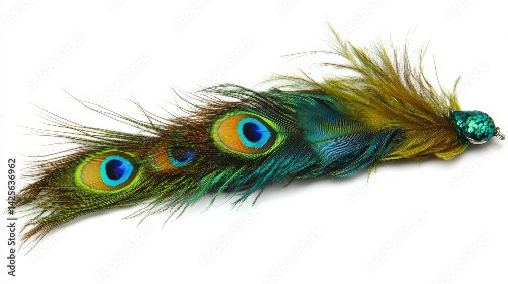 Obraz premium Colorful Isolated Feather on White Background