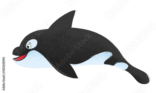 killer whale cartoon in the sea cute 