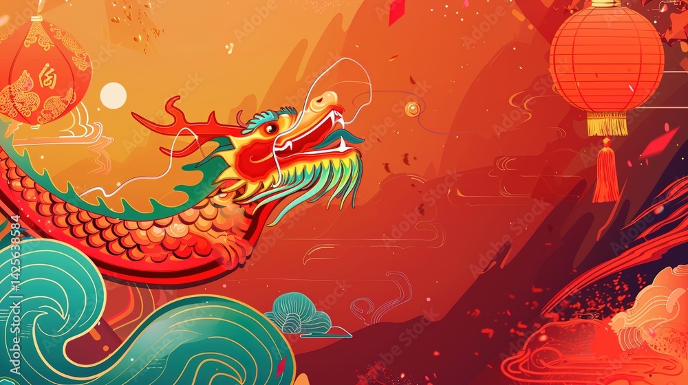 Obraz premium Dragon Boat Festival Fashionable Background: When Tradition Meets Trend, Deducing the Modern Style and Personal Expression of Dragon Boat Festival Culture