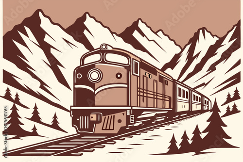 Classic Steam Locomotive Train Vintage Railway Engine Illustration
