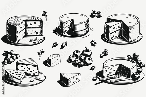 cheese set sketch illustration