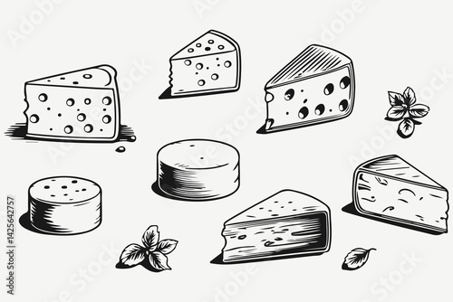cheese set sketch illustration