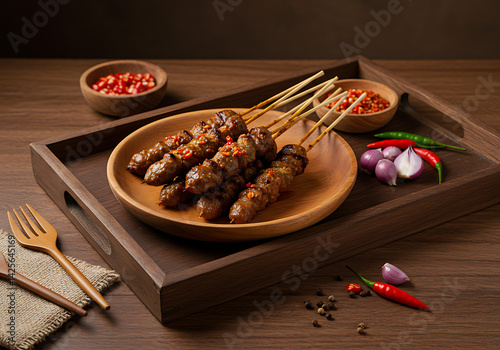 Authentic Indonesian Satay with Sambal and Lontong