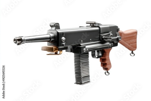 Wallpaper Mural Submachine Gun: Detailed Metal and Wood Design, Military Aesthetic Torontodigital.ca