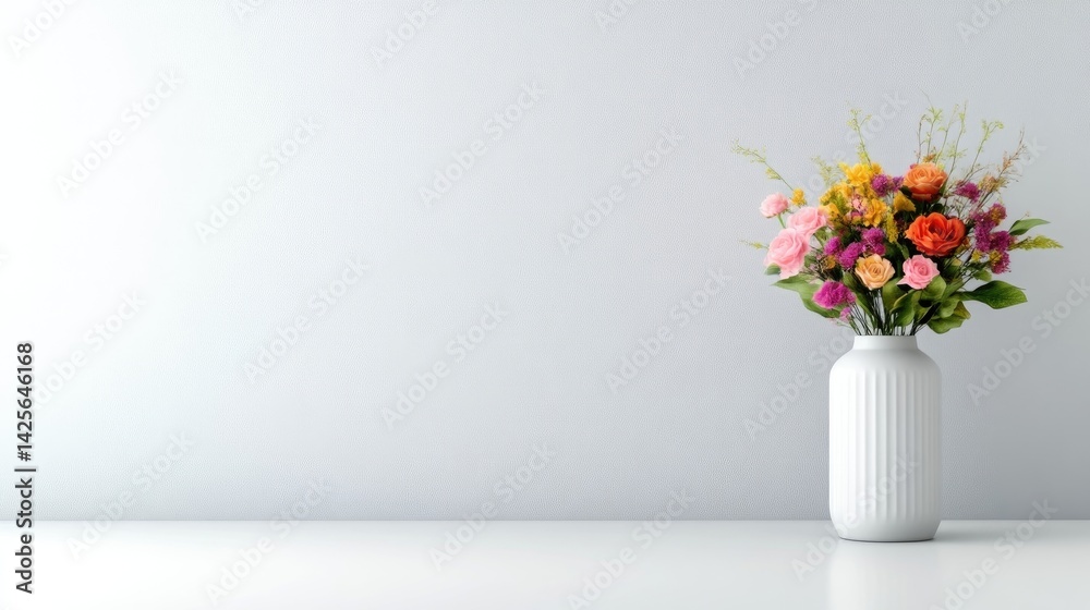 custom made wallpaper toronto digitalColorful flower arrangement in a vase against a plain wall