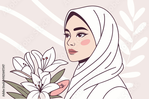 Elegant Muslim Woman Wearing Hijab Symbol of Modesty and Faith