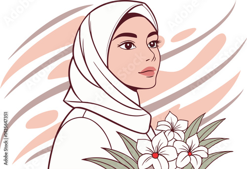 Elegant Muslim Woman Wearing Hijab Symbol of Modesty and Faith