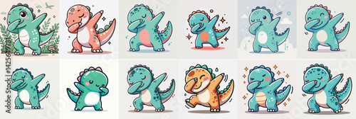 cute dino dabbing pose