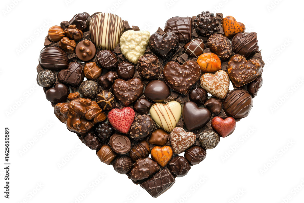Obraz premium Heart shaped box of chocolates is the sweetest way to share love joy and delicious moments