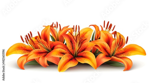 Orange Lilies Bouquet with White Background.