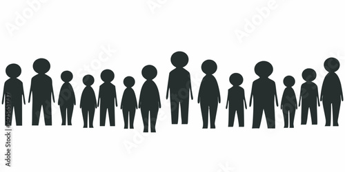 Black silhouettes of people standing together crowd diversity concept graphic