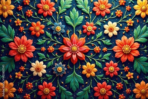 Intricate floral motif repeating across a surface , nature, life