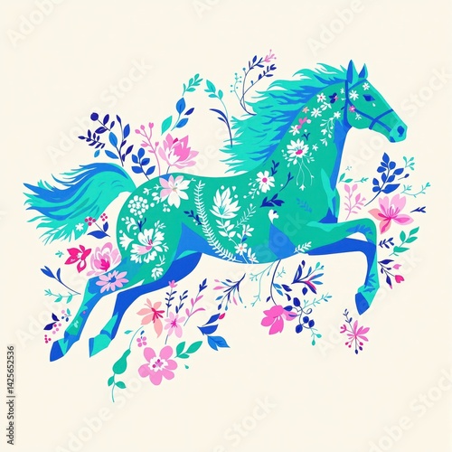A horse with flowers painted on it