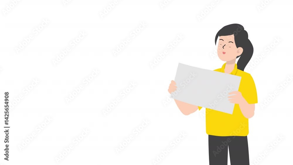 Woman is standing and giving a lecture cartoon animation
Woman is standing and giving a lecture cartoon animation