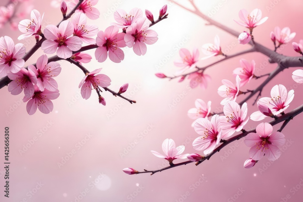 Intricate sakura branch pattern, stylized, light pink hues , floral, art, petals Intricate sakura branch pattern, stylized, light pink hues , floral, art, petals