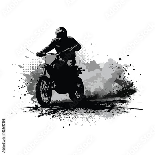 Dirt bike rider vector illustration motorcycle extreme sport adventure design