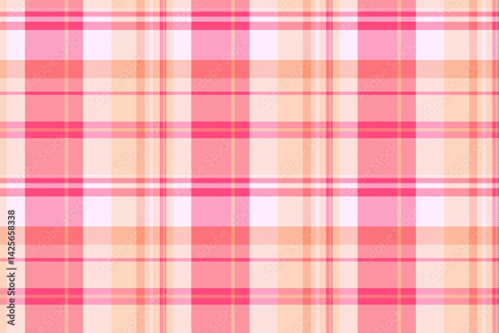 Romance texture tartan textile, romantic fabric background pattern. Store check vector plaid seamless in red and peach puff colors. Romance texture tartan textile, romantic fabric background pattern. Store check vector plaid seamless in red and peach puff colors.