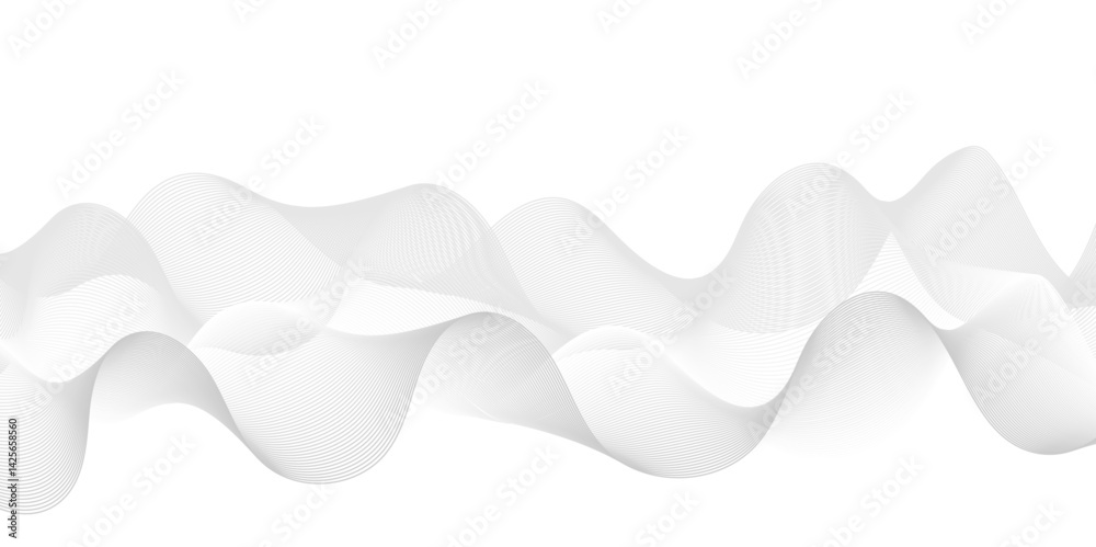 Fototapeta premium White paper Technology illustration gradient waves. Flow wave with line landscape. Modern music glowing wavy lines with technology connection concept. Abstract technology lines mesh background.
