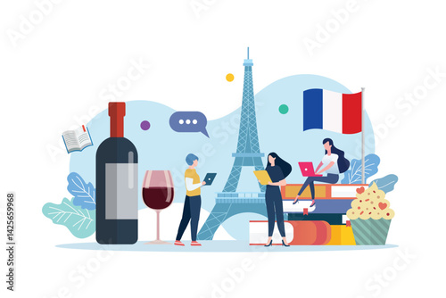 French language class with miniature people