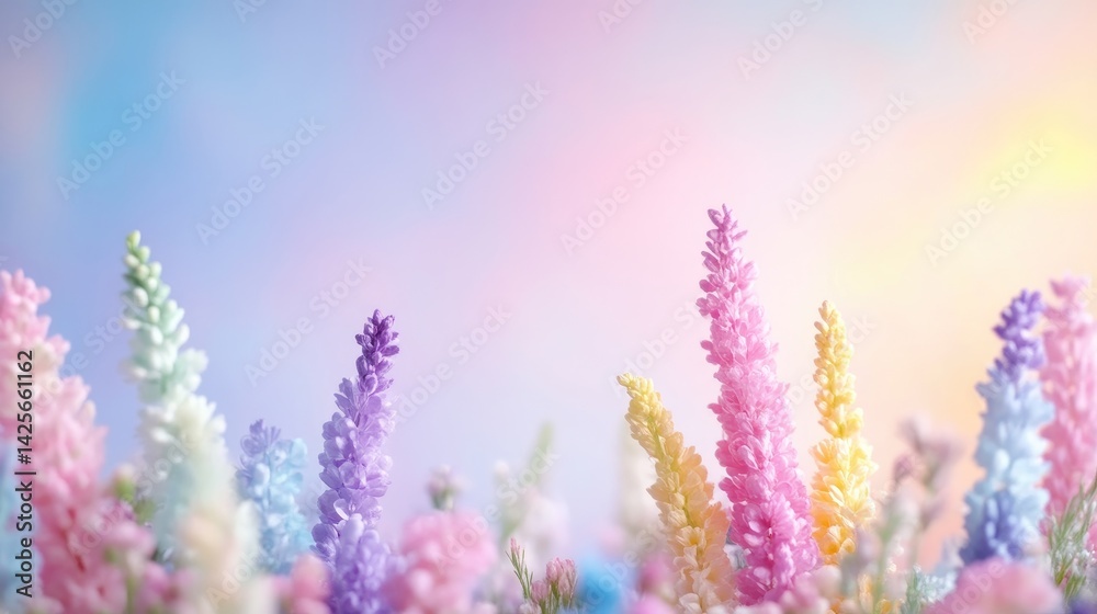 Naklejka premium Colorful flowers in soft pastel hues