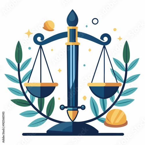 a vector illustration of a justice scale- balanced