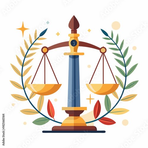 a vector illustration of a justice scale- balanced
