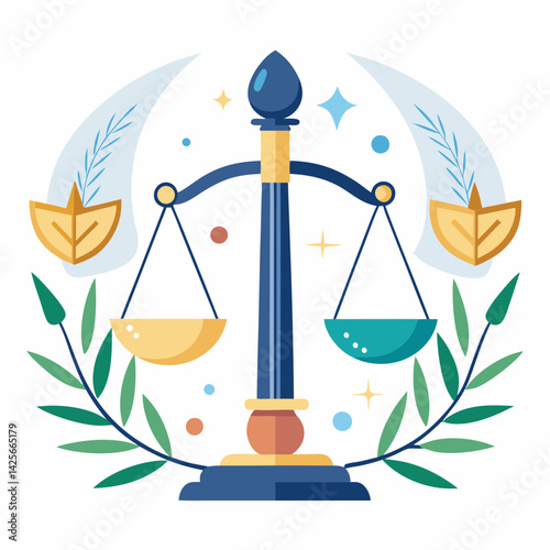a vector illustration of a justice scale- balanced