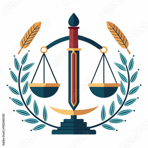 a vector illustration of a justice scale- balanced