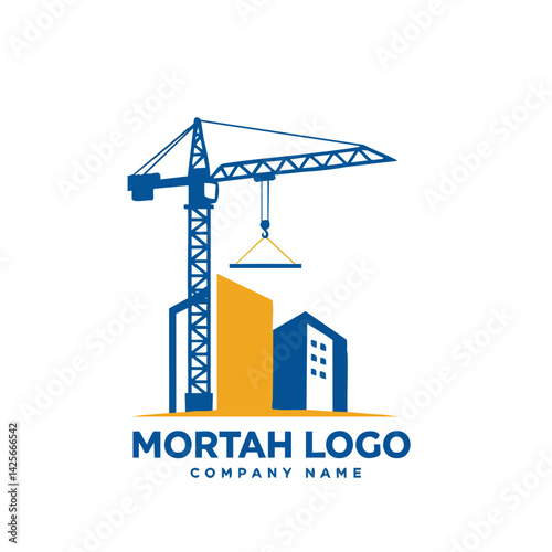 Construction Crane Lifting Building Elements Logo

