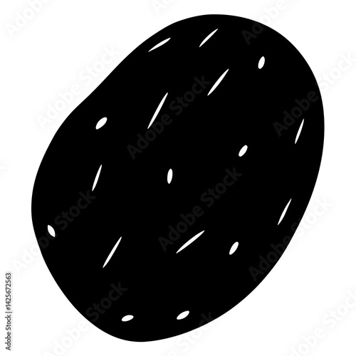 Minimal Potato Vector Icon Crisp Silhouette on White.