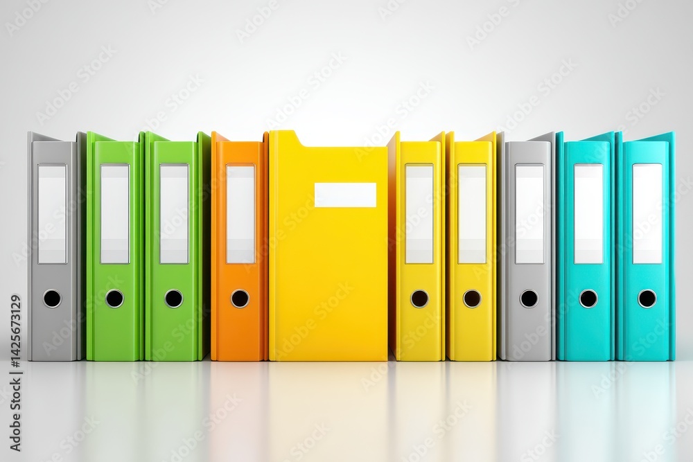 A group of identical folders with one brightly colored file labeled Top Candidate standing out A group of identical folders with one brightly colored file labeled Top Candidate standing out