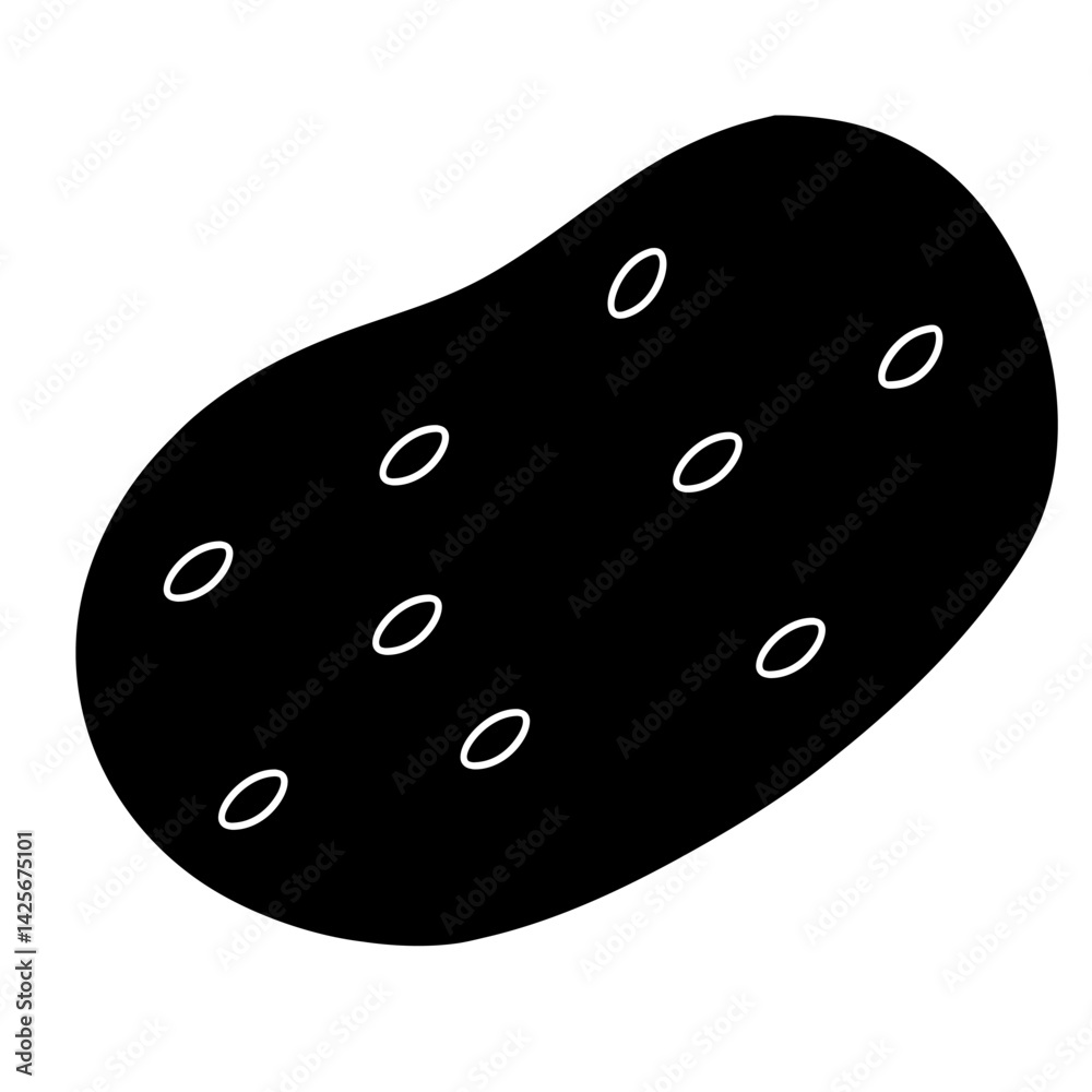 Fototapeta premium Potato Silhouette Vector Icon Clean Design on White Background.