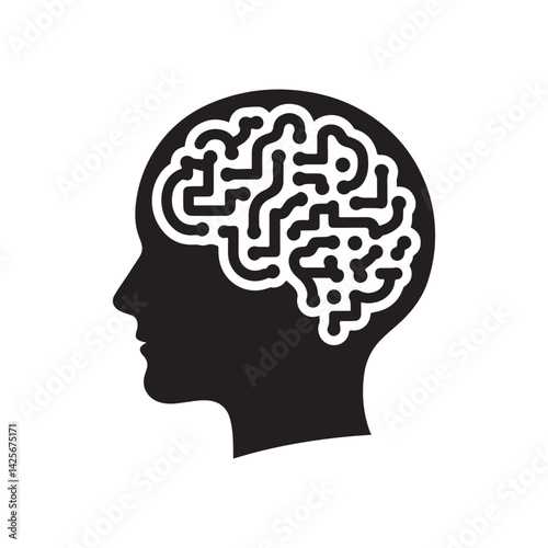 ai brain vector silhouette clip art logo collection