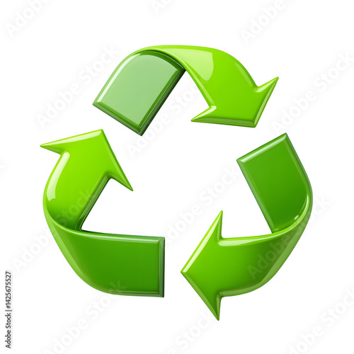Free Download A green recycle symbol, a recycling icon with arrows forming a cycle for reuse, is isolated as a vector illustration on a clean white background, representing environmental conservation and eco-friend - GFXLoad