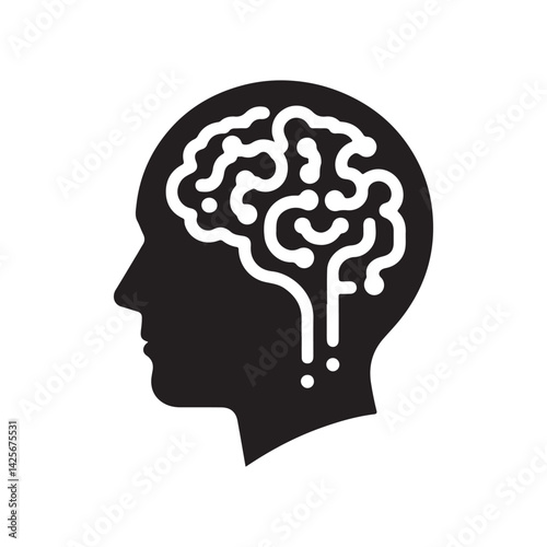 ai brain vector silhouette clip art logo collection