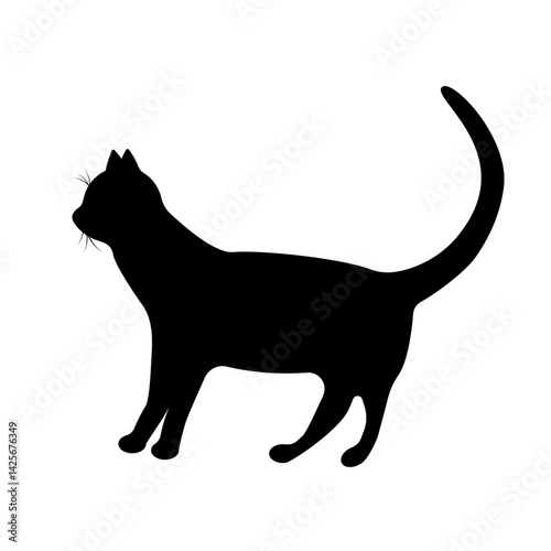 A black silhouette of a cat isolated on a white background.Vector illustration of a pet.