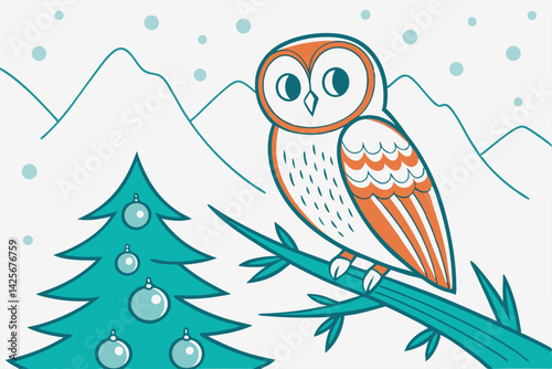 Adorable Snowy Owl Digital Illustration with Cute Expressions