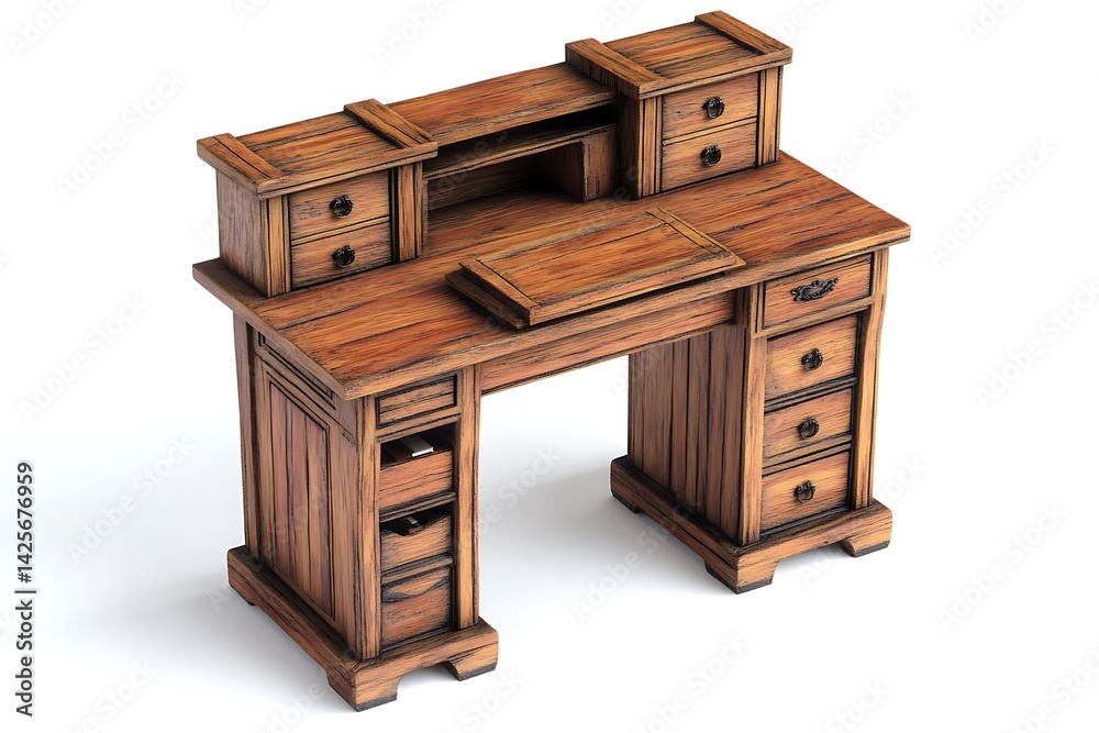 3D Doll-Sized Writing Desk with Antique Details 3D Doll-Sized Writing Desk with Antique Details