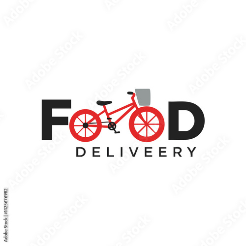 Food Delivery Logo with Bicycle Wheel Integration
