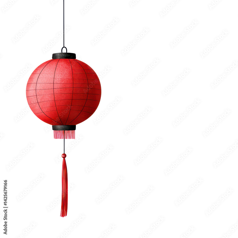 Obraz premium A vibrant red lantern symbolizing celebration and culture. isolated against a transparent background.