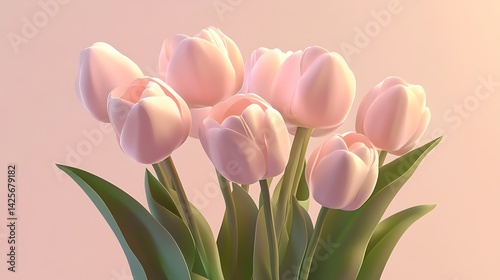 Pink Tulips Bouquet with Soft Light.